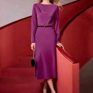Elegant Purple Long Sleeve Dress